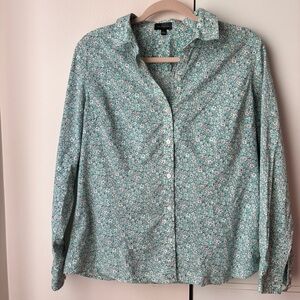 The Limited 100% Cotton Floral Button Down Blouse Large Long Sleeve Shirt Button